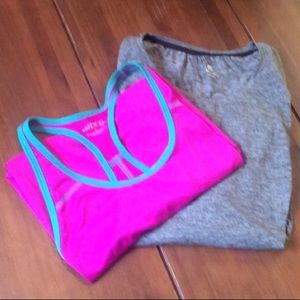 2 workout tops pink bcg and champion active wear